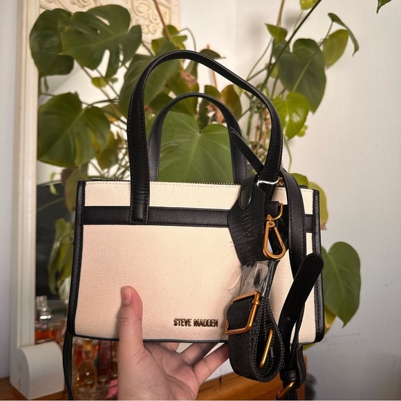 NWT Steve Madden Black and Cream Studded mini tote - Picture 5 of 10